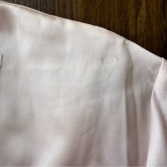Vintage NATORI Nightgown Medium Pink Satin Long Sleeve Tunic Embroidered Lace - Picture 10 of 14